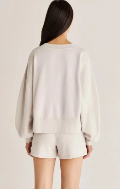 Z Supply Hana Henley Sweatshirt-Soft Grey|