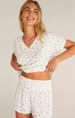 Sale Z Supply Happy Ditsy V-Neck Top-Bone|
