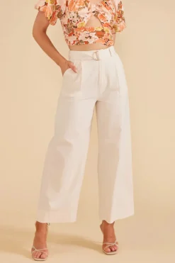 Clearance Minkpink Haven Wide Leg Pant-Ecru|