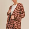 Sadie & Sage Heart Of Joy Sweater Cardigan-Pink Brown|