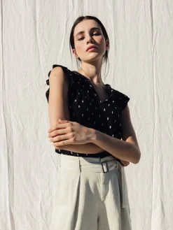 Discount Indi & Cold Ikat Sleeveless Blouse-Black|