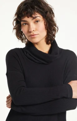 Online Z Supply Jaziah Rib Cowl Neck Top-Black|