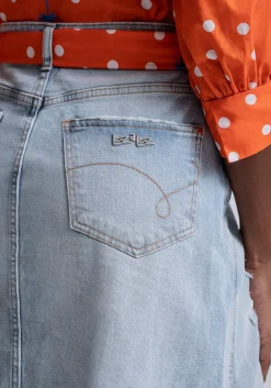 Hot Lez a Lez Jean Skirt With Printed Tie|