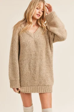 Outlet Sadie & Sage Just Vibes Chunky Pullover-Dark Oatmeal|