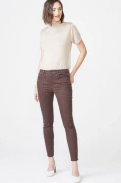 Clearance Unpublished Kora Mid Rise Skinny-Hickory Houndstooth|