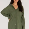 Z Supply Lalo Gauze Button Up Top-Forest|