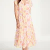 New BB Dakota by Steve Madden Leigh Floral Midi Dress-Pink Multi|