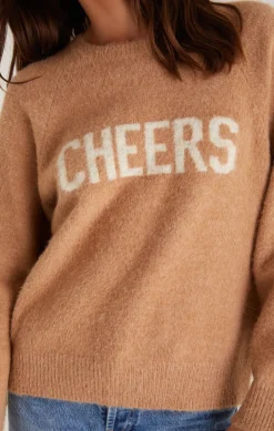 Clearance Z Supply Lizzy Cheers Marled Sweater-Saddle|