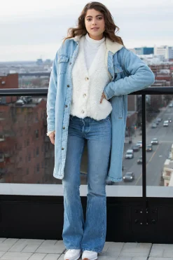 Outlet RD Style Long Denim Jacket|