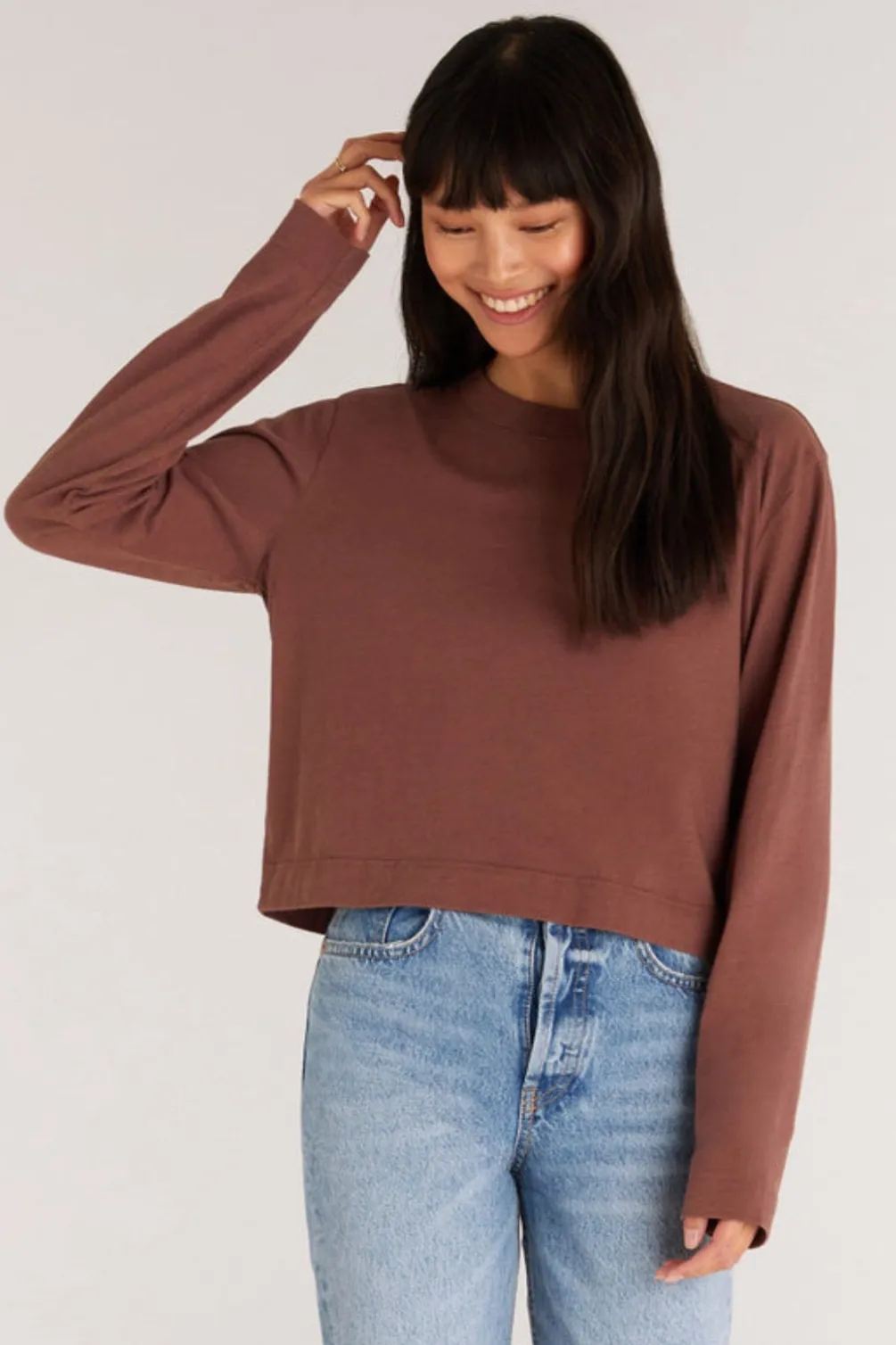 lupita_crop_long_sleeve_t_SKUe808c07e525f66b7414128a16c0c3ec8_0.webp New Z Supply Lupita Crop Long Sleeve Top-Espresso|