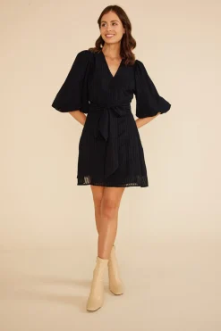 Hot Minkpink Lylah Wrap Mini Dress-Black|