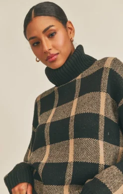 Clearance Sage The Label Marilyn Plaid Turtleneck Sweater|