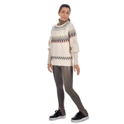 Clearance RD Style Melinda Fair Isle Sweater-Cream|