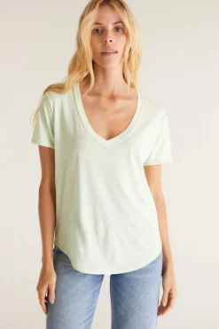 Clearance Z Supply Organic Cotton V-Neck Tee-Whisper Mint|