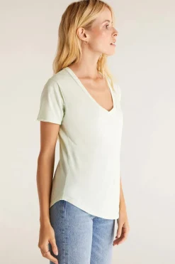 Clearance Z Supply Organic Cotton V-Neck Tee-Whisper Mint|