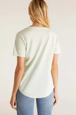 Clearance Z Supply Organic Cotton V-Neck Tee-Whisper Mint|
