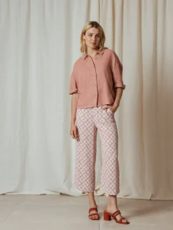 Hot Indi & Cold Oversize Linen Shirt-Pink|