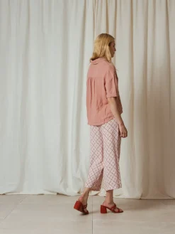 Hot Indi & Cold Oversize Linen Shirt-Pink|