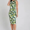 Online Apricot Palm Leaves Ruched Bodycon Dress|