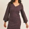 Sadie & Sage Pass Me By Dress-Eggplant|