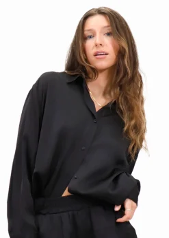 New RD Style Penelope Satin Blouse-Black|