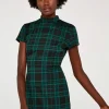 New Apricot Plaid Knit Jacquard Dress|