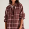 Hot Z Supply Plaid Tucker Jacket-Espresso|