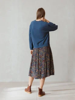 Online Indi & Cold Pleated Floral Skirt|