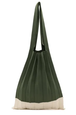 Hot Colab Plisse Shopper Tote-Pistachio Cream|