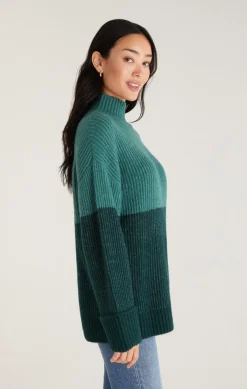 Sale Z Supply Poppy Striped Turtleneck Sweater-Deep Sea|