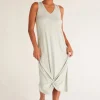 Outlet Z Supply Reverie Knot Triblend Dress-Soft Sage|