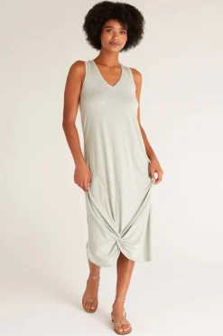 Outlet Z Supply Reverie Knot Triblend Dress-Soft Sage|