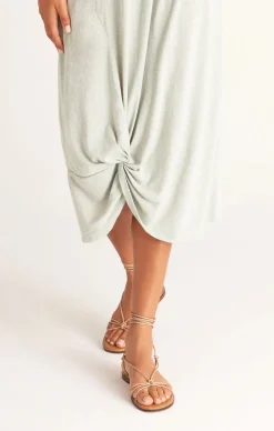 Outlet Z Supply Reverie Knot Triblend Dress-Soft Sage|