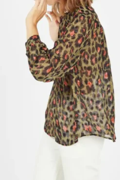 Best The Korner Round-Neck Leopard Print Top-Khaki|