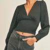 Discount Sage The Label Roxbury V-Neck Top-Black|Stl