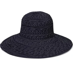 New Wallaroo Scrunchie Sun Hat-Black/White Dot|