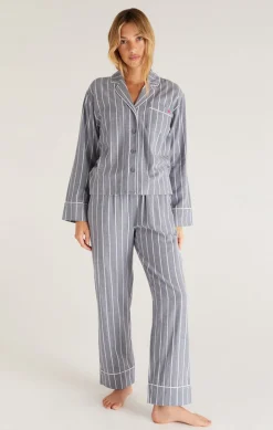Sale Z Supply Sleep All Day Stripe Pj Set-Chambray Blue|