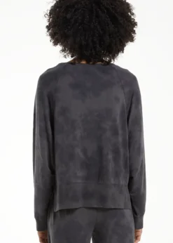 New Z Supply Sleep Over Tie-Dye Sweatshirt-Washed Black|