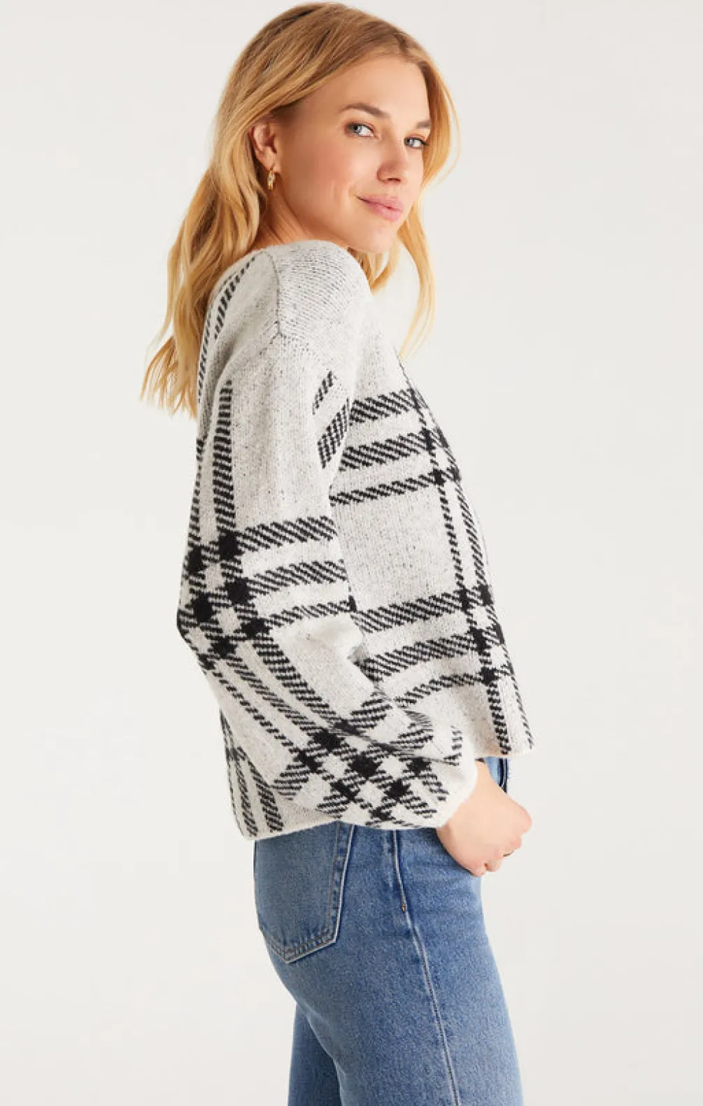 solange_plaid_sweateroatz_SKU8112196c1ea0d429e6768221218a19f3_1.webp New Z Supply Solange Plaid Sweater-Oat|