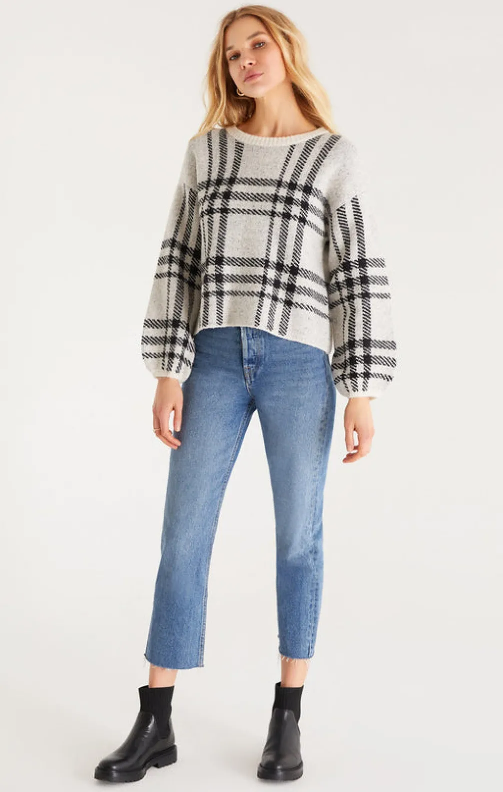 solange_plaid_sweateroatz_SKU8112196c1ea0d429e6768221218a19f3_3.webp New Z Supply Solange Plaid Sweater-Oat|