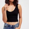 New Free People Solid Rib Brami-Black|