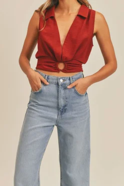 Sale Sage The Label Some Say O Ring Details Top|