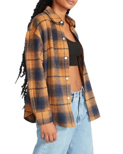 Outlet BB Dakota by Steve Madden Sophia Plaid Shacket-Peacoat Navy|