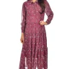 Online RD Style Sophia Printed Georgette Tiered Dress-Sangria|