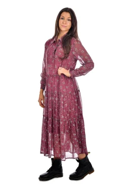 Online RD Style Sophia Printed Georgette Tiered Dress-Sangria|