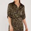 Online Apricot Stone Brush Stroke Geo Shirt Dress|