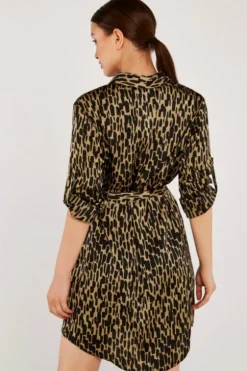 Online Apricot Stone Brush Stroke Geo Shirt Dress|