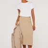 Apricot Stone Ribbed Knit Skirt|