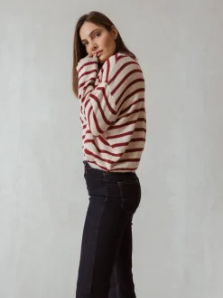 Outlet Indi & Cold Stripe Sweater-Ecru|