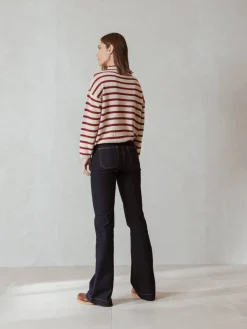 Outlet Indi & Cold Stripe Sweater-Ecru|